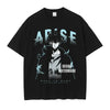 Black anime graphic t-shirt featuring Solo Leveling and Sung Jin-Woo in vintage streetwear style