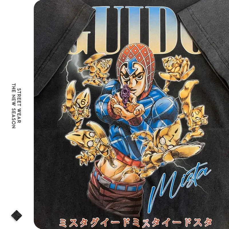 Vintage Steel Ball Run Gyro Zeppeli T-shirt from JoJo’s Bizarre Adventure streetwear collection