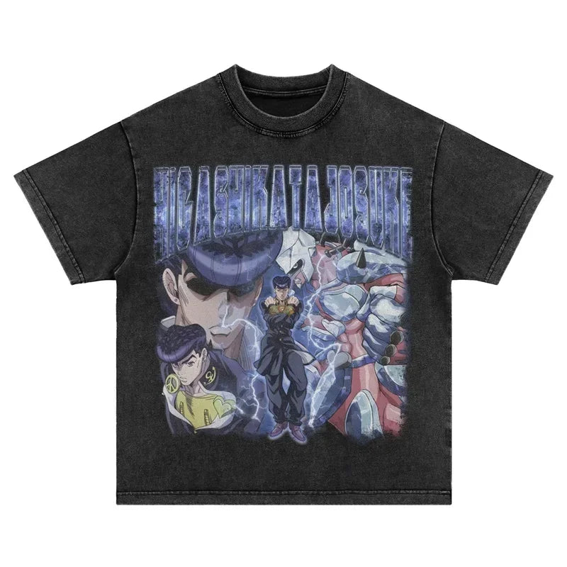 Black graphic t-shirt featuring Steel Ball Run Gyro Zeppeli from JoJo’s Bizarre Adventure