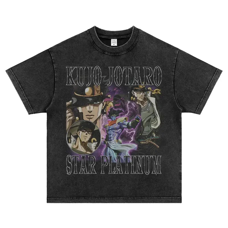 Black graphic t-shirt featuring Steel Ball Run Gyro Zeppeli from JoJo’s Bizarre Adventure