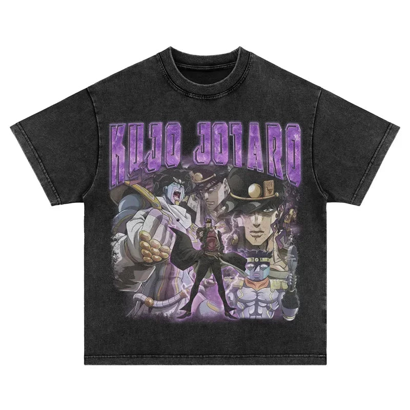 Vintage Black Graphic T-Shirt featuring Steel Ball Run Gyro Zeppeli from JoJo’s Bizarre Adventure