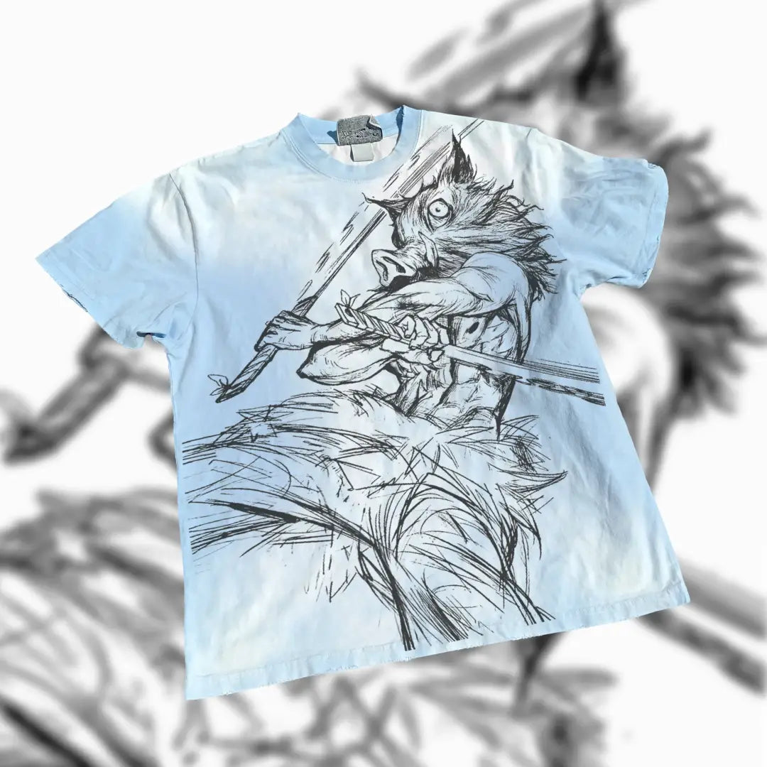 Beast Form Tee - Inosuke Inspired Oversized Anime T-shirt | White / s | Streetwear