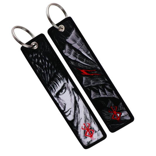 Berserk Anime Embroidery keychains showcasing dark streetwear fashion style