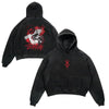 Two black Berserk hoodies featuring anime Berserk print and berserker wash design