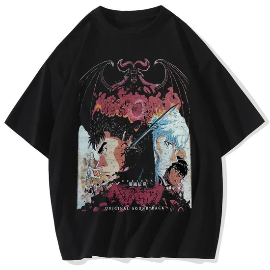 Black Source oversized streetwear tee featuring an anime-inspired design for urban style