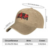 Tan baseball cap featuring bloody Akira logo, ideal for anime streetwear enthusiasts