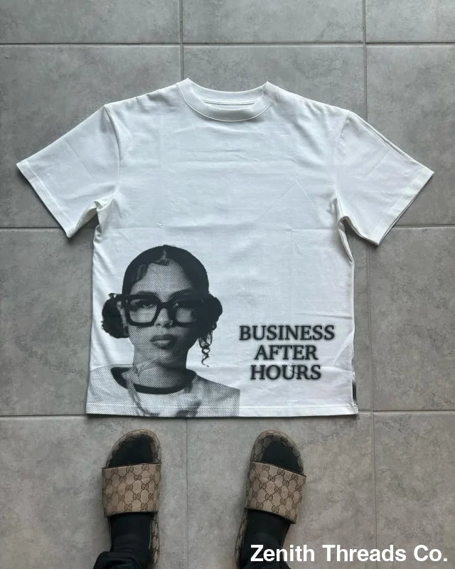 Business After Hours Retro American Graphic Tee - White / L - T-Shirt