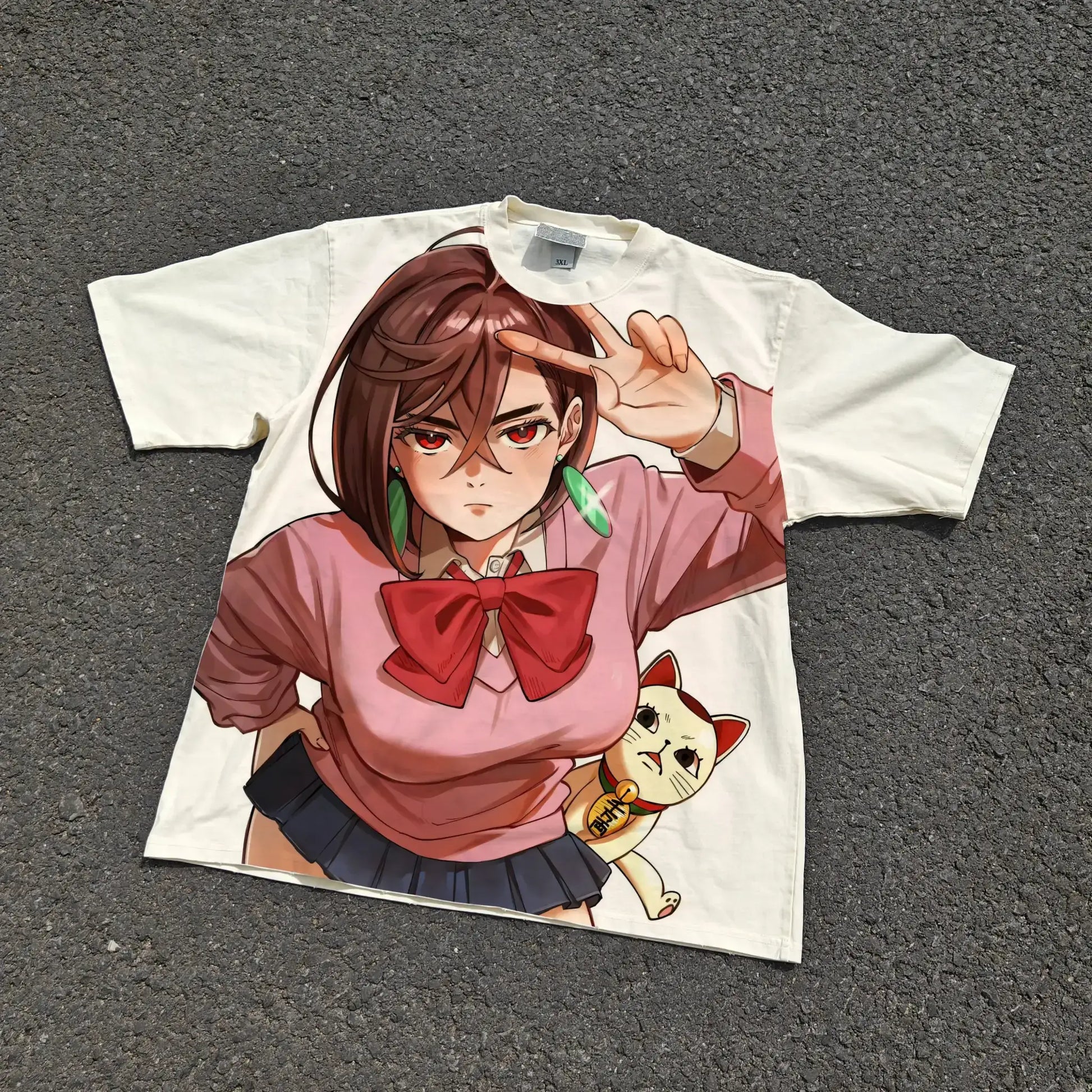 Catnap Circuit – Momo Ayase Dandadan Graphic Tee | Washed Cream / s | Anime Streetwear