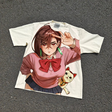 Catnap Circuit – Momo Ayase Dandadan Graphic Tee | Washed Cream / s | Anime Streetwear