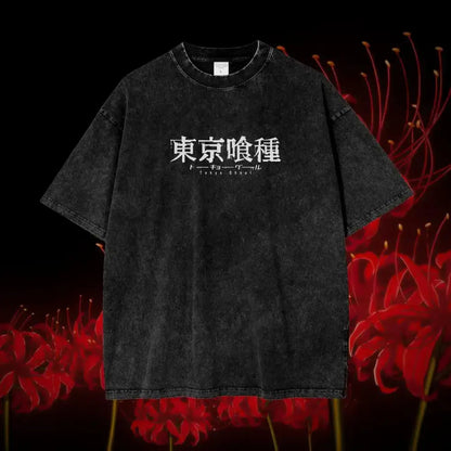 Centipede Bloom Oversized Tee – Tokyo Ghoul‑inspired Washed Black Anime Streetwear | Zenith Threads Co. T-shirt by Free