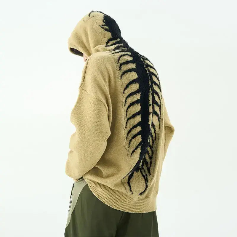 Centipede Embroidered Streetwear Hoodie | Bone Shell / Xxl
