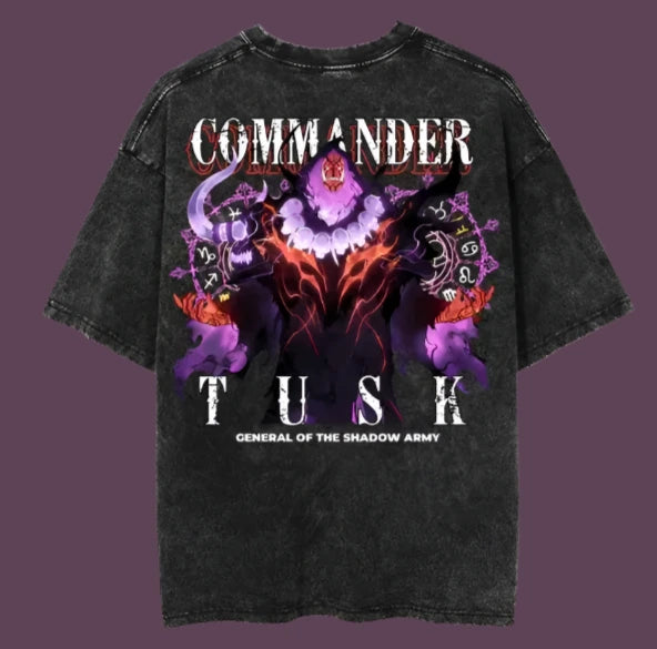 Commander Tusk Solo Leveling Tee | Washed Black / s | Anime Streetwear