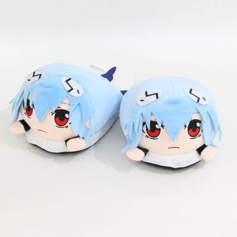 Cozy anime short plush slippers featuring Rei Ayanami for comfort and style