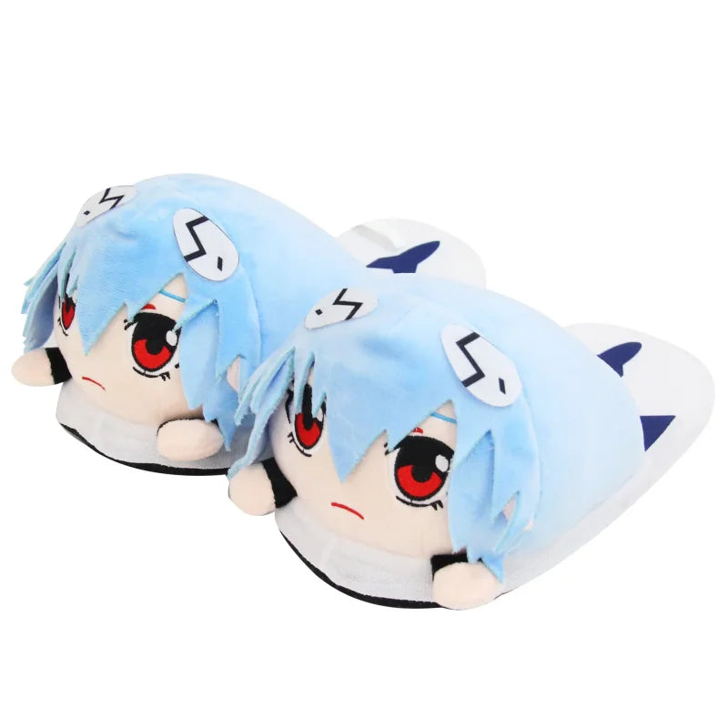 Cozy anime short plush slippers featuring Rei Ayanami for ultimate comfort