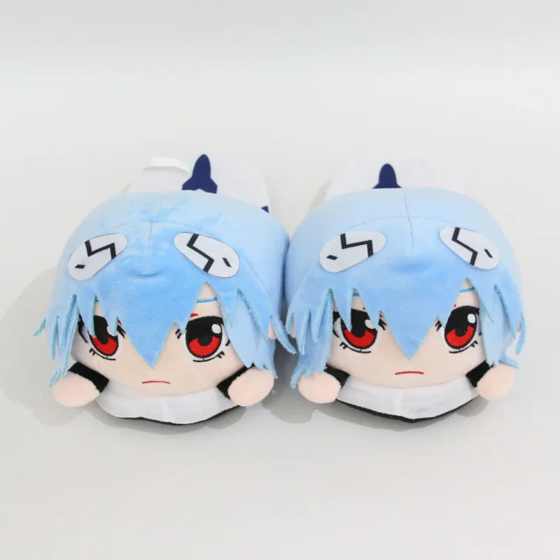 Cozy anime short plush slippers featuring Rei Ayanami for ultimate comfort and style