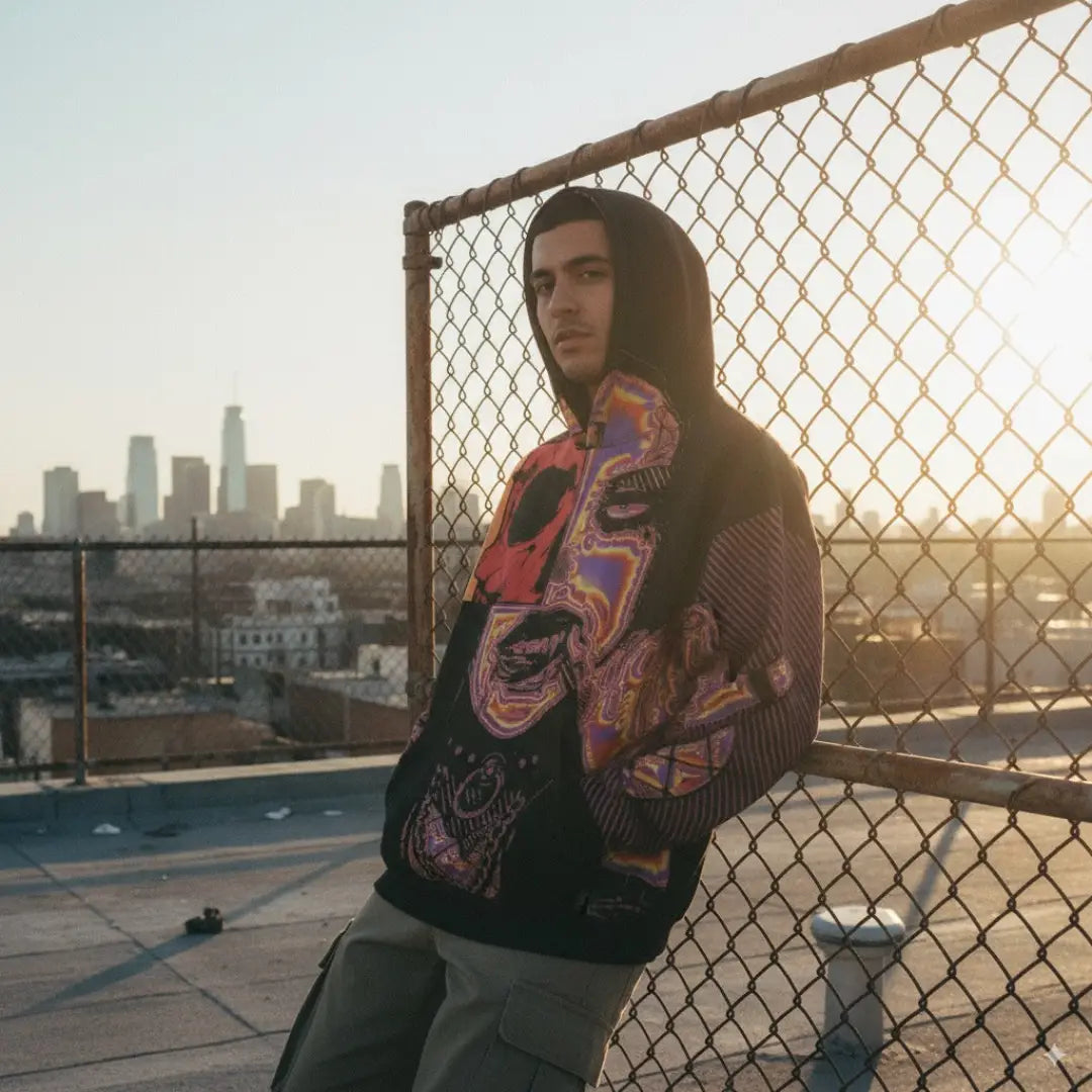 Crimson Psyche – Harajuku Glitch Hoodie | Streetwear