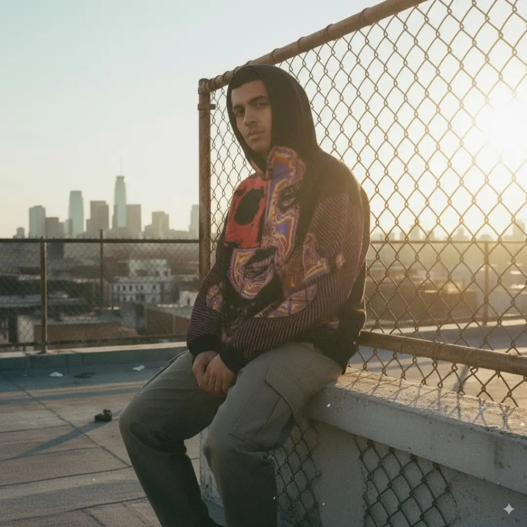 Crimson Psyche – Harajuku Glitch Hoodie | Streetwear