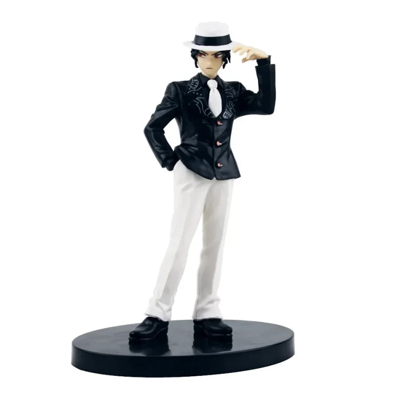 Anime figure of Kamado Tanjirou in a black suit and white hat from Demon Slayer action figure set