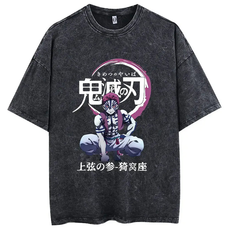 Demon Slayer Graphic Tee – Washed Anime Streetwear | Zenith Threads Co. T-shirt by Free Shipping