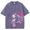 Gray t-shirt featuring Demon Slayer Nezuko graphic, perfect for vintage anime lovers