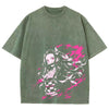 Green t-shirt featuring Demon Slayer Nezuko graphic, perfect for anime enthusiasts