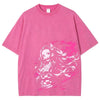 Pink Demon Slayer Nezuko vintage washed tee showcasing anime character design