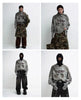 Collage of fashion model poses showcasing the Destructive Stained Face Mask Hoodie