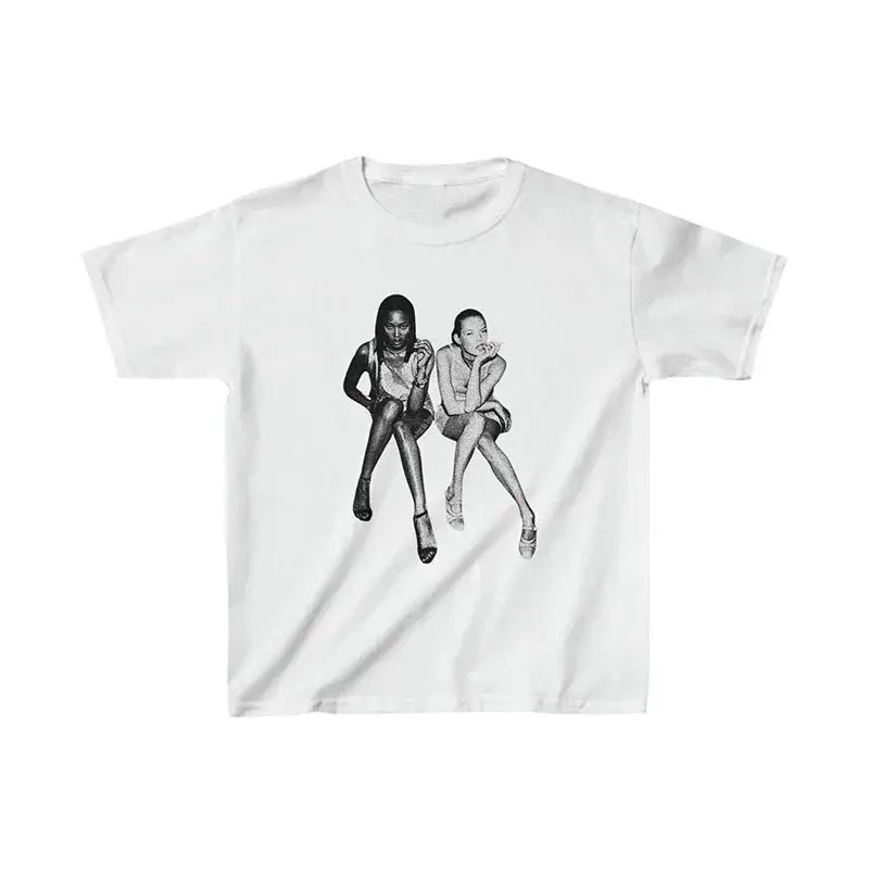 E-girl Graphic Print Y2K Graphic Tee - White / 2XL - Graphic Tee