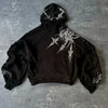 Black Eclipse Revenant Hoodie featuring a striking white skeletal design for urban style