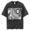 Gray graphic tee featuring edgy anime design for Japanese streetwear enthusiasts