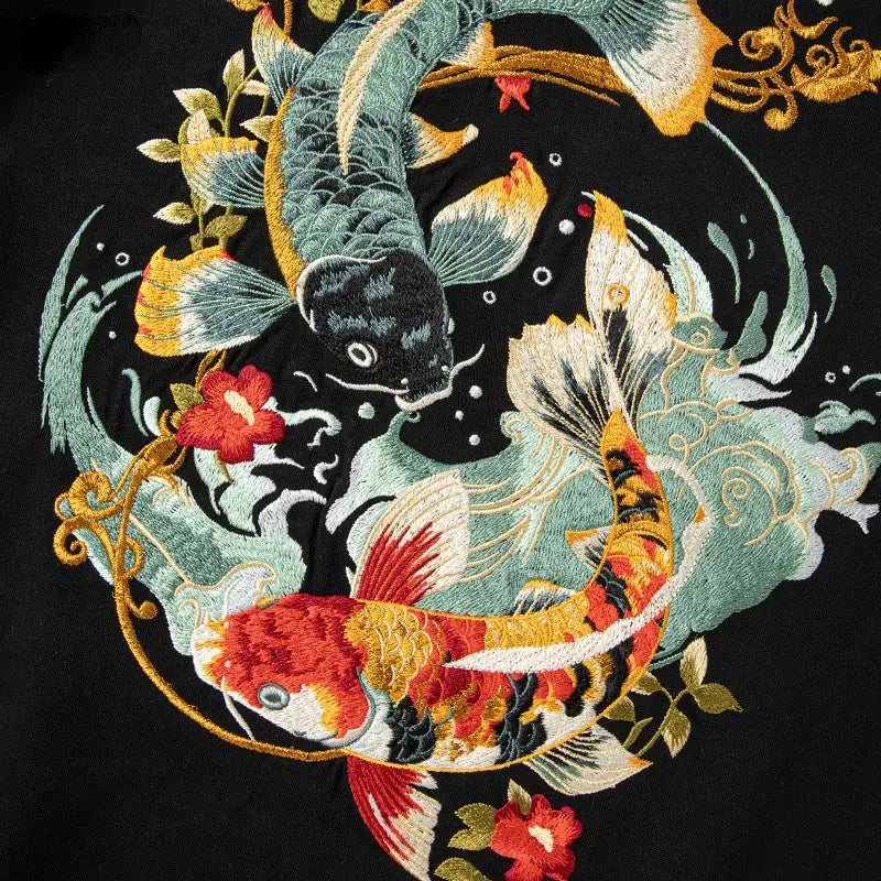 Embroidered Koi Japanese Tee