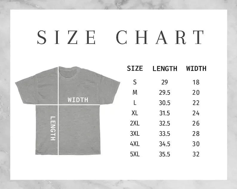 T-shirt size chart for Fairy Tail Natsu Dragneel and Gray Fullbuster anime fans