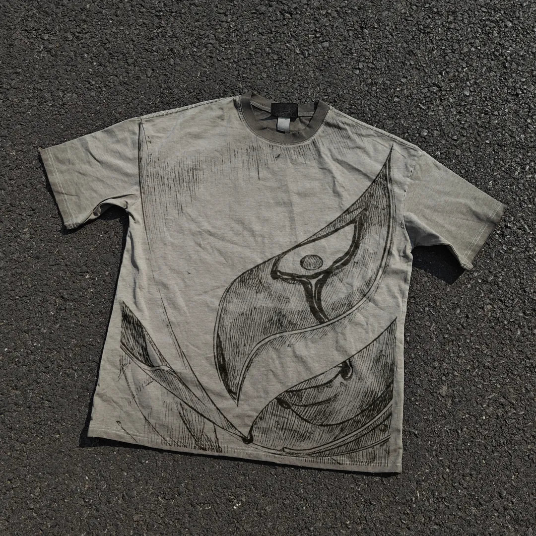 Falcon’s Oath Tee Griffith Inspired Oversized Anime t Shirt | Washed Gray / s | Streetwear