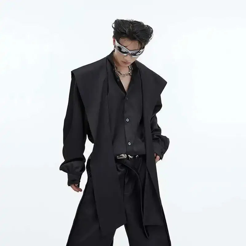 Shawl Hooded Streetwear Shirt – White & Black