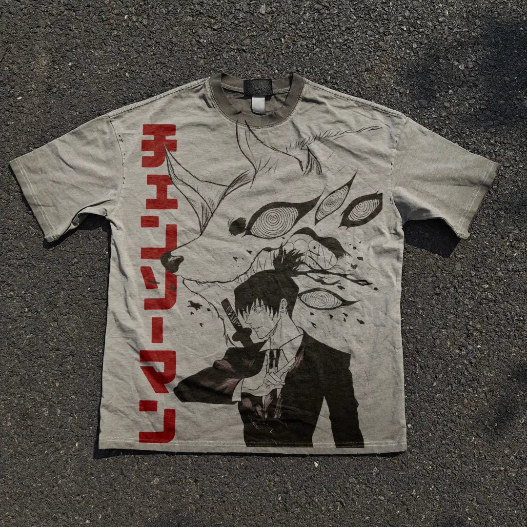 Fox Contract Tee - Aki Inspired Oversized Anime T-shirt | White / s | Streetwear