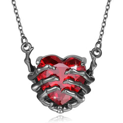 Gothic Ghost Claw Necklace – Red Heart Pendant for Alt Fashion by Free Shipping
