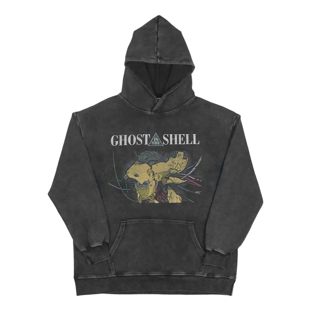 Ghost in the Shell Cyberpunk Hoodie Masamune Shirow Anime Streetwear | Black / s