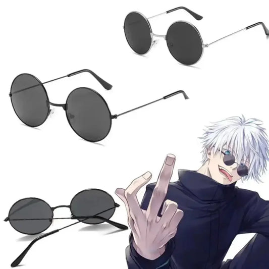 Round-lens sunglasses for Gojo Satoru cosplay, embodying Jujutsu Kaisen style and power