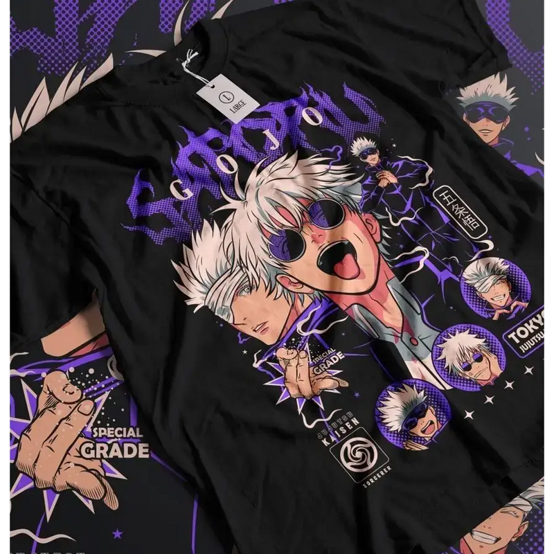 Gojo Satoru Anime Apparel Tee Jujutsu Kaisen Style T-shirt by Free Shipping
