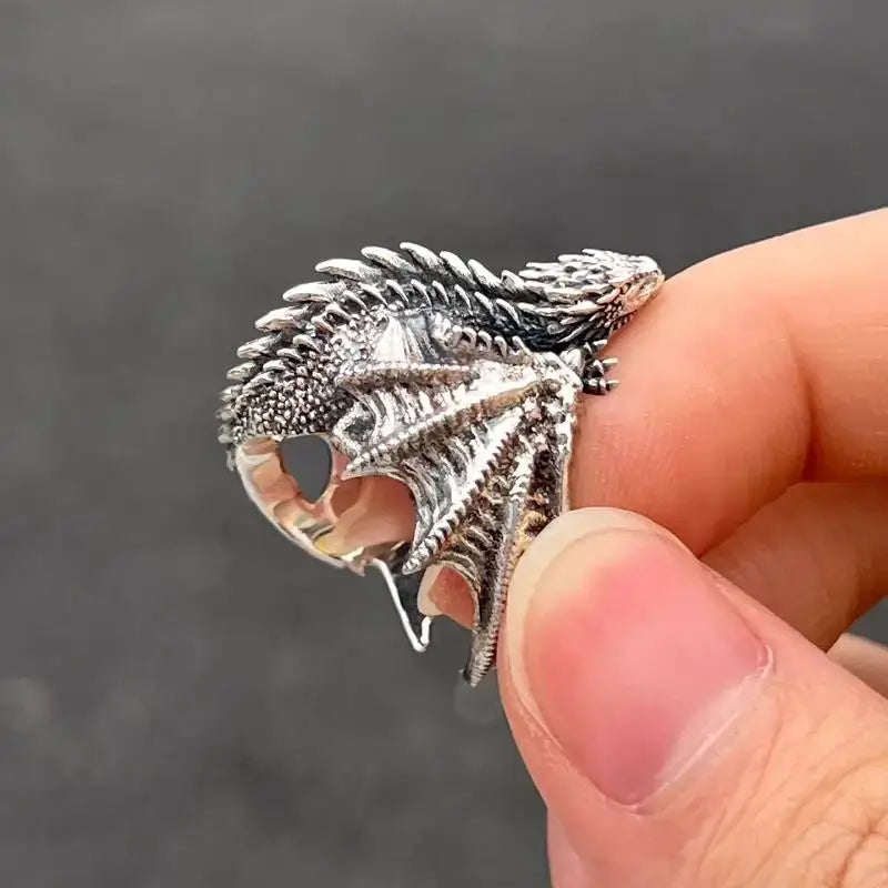 Gothic Dragon Wing Ring | Mythic Silver / Adjustable Fit | Accessories
