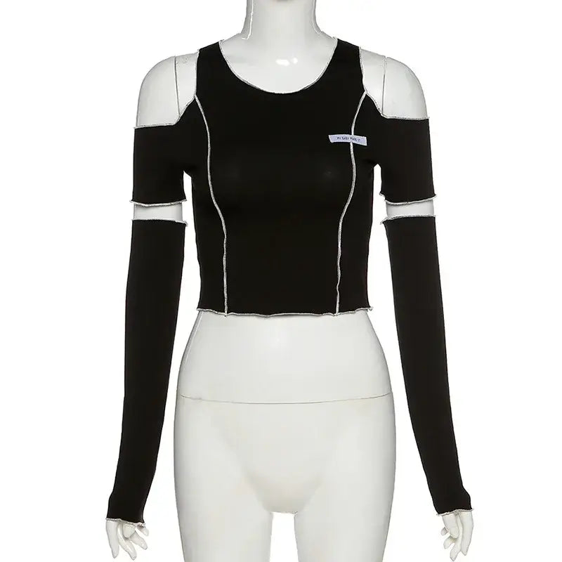 Gothic Patchwork Crop Tee | Streetwear