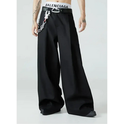 Graveflow Pleated Trousers – Black Wide-leg Streetwear Pants | Zenith Threads Co. Cargo by Free Shipping