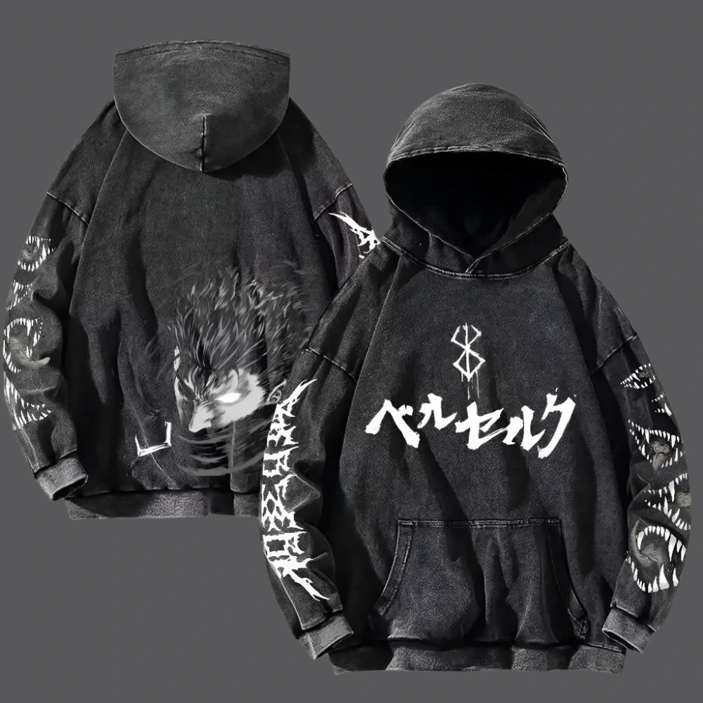 Griffonfall Crused Berserk Hoodie | Guts’ Armor / s | Anime Streetwear