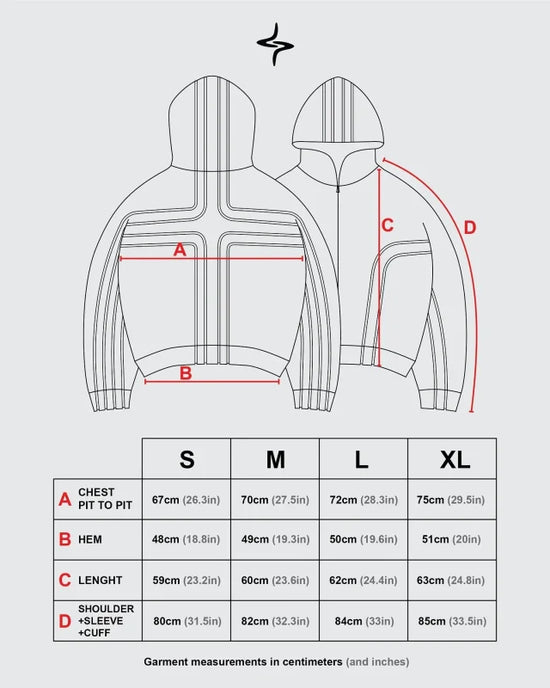 Jacket size chart for Grim Light Y2K Retro Cross Patchwork Hoodie Gothic Streetwear