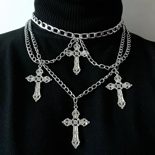 Grunge cross pendant necklace for gothic streetwear By Zenith Threads Co. Free shipping