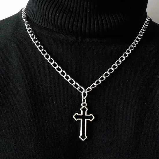 Grunge cross pendant necklace for gothic streetwear By Zenith Threads Co. Free shipping