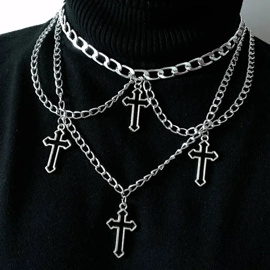 Grunge cross pendant necklace for gothic streetwear By Zenith Threads Co. Free shipping