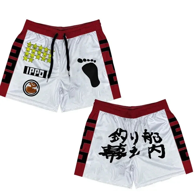 Two pairs of Ippo Summer Gym shorts in white with red trim for quick drying wear