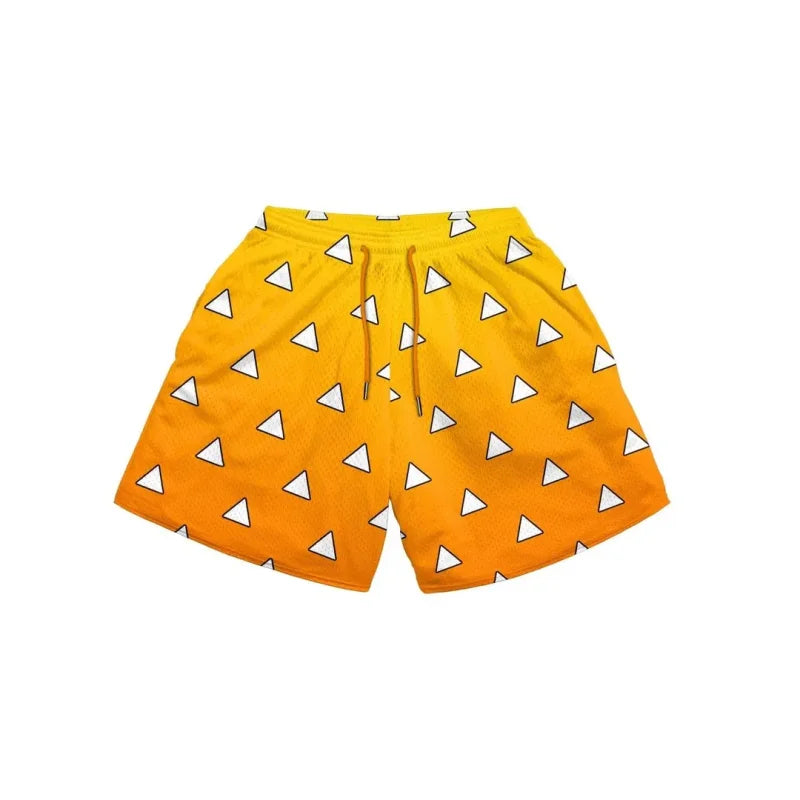 Yellow and orange triangle-patterned Ippo summer gym shorts quick drying for streetwear