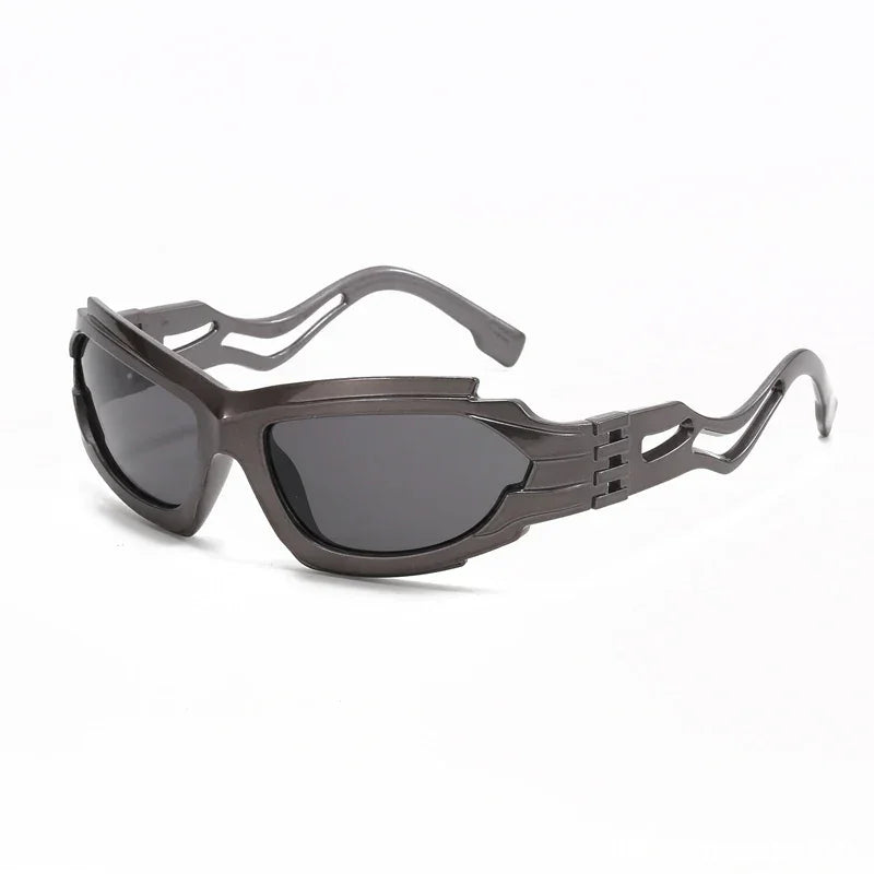 Hollow Style S-shaped Sunglasses - grey grey - Sunglasses